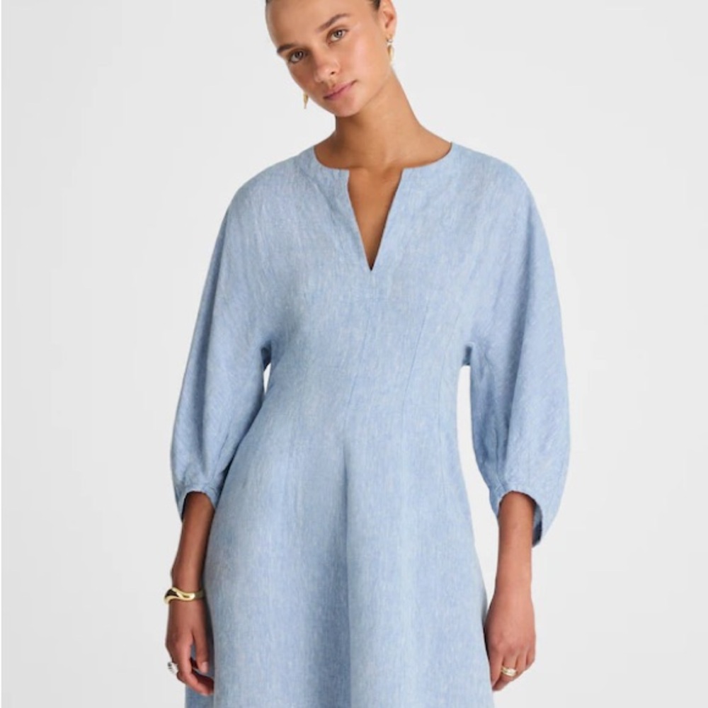 Madewell Light Blue Linen Dress - Picture 2 of 5